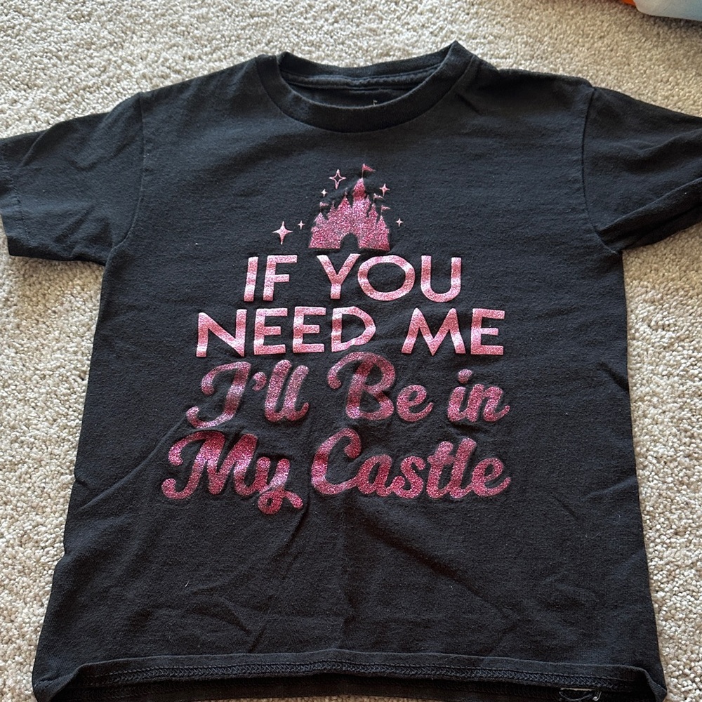 Disney Black Tee with Pink Castle Graphic